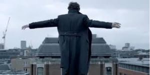 Sherlock's pre-Reichenbach Fall pose